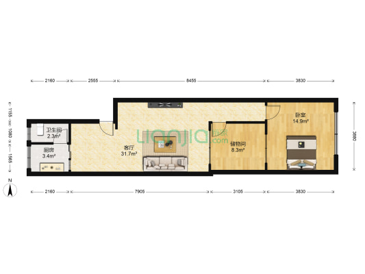 兴业街55号 1室1厅1卫 77平方