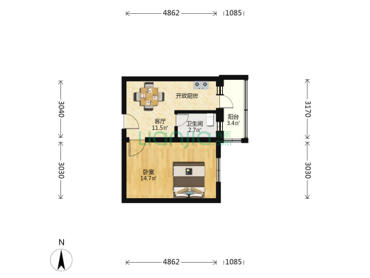 新桥东街 1室1厅1卫 41平方