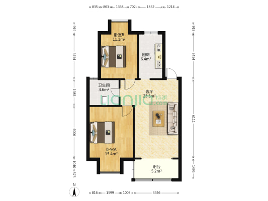 北岸春天 2室1厅1卫 79平方
