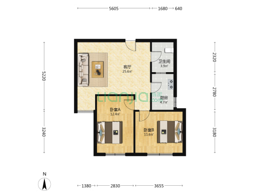 居适雅苑 2室1厅1卫 79平方