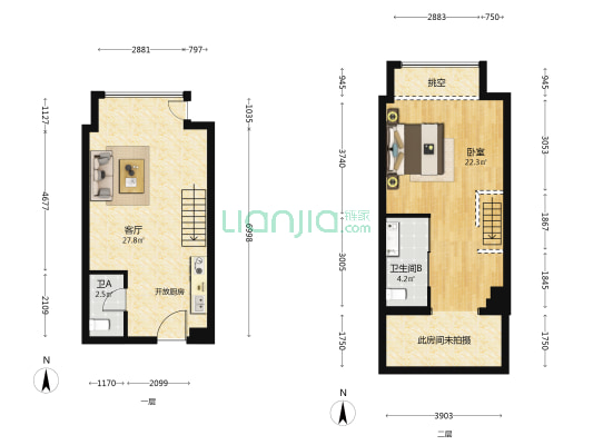 绿地环球文化金融城 1室1厅2卫 48平方