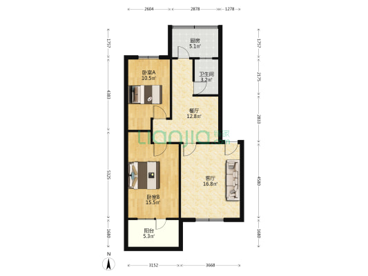 侨兴小区 2室2厅1卫 87平方