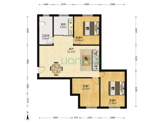 青禾街2号 3室1厅1卫 92平方