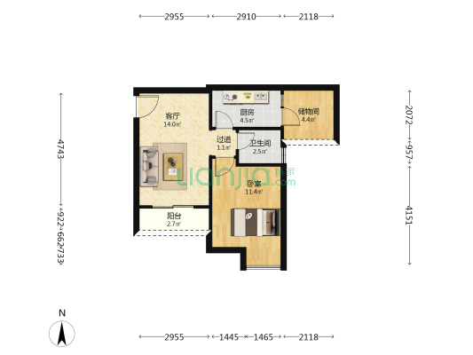 半岛佳园C区 1室1厅1卫 52平方