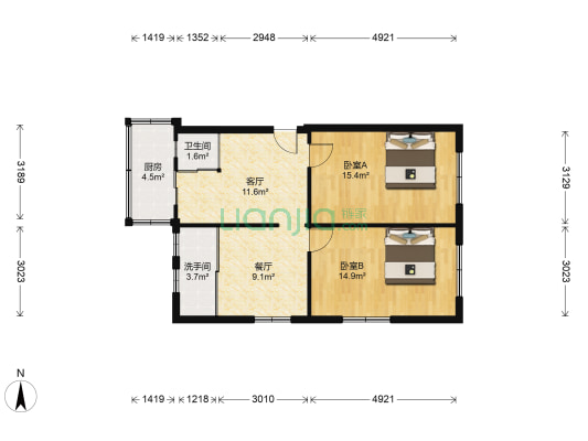 工农路 2室2厅2卫 82平方