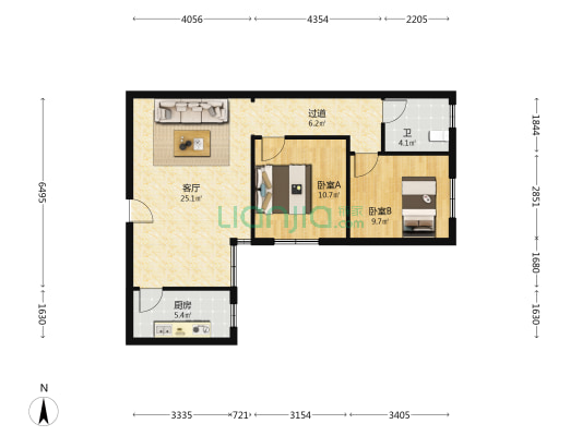 新村二路 2室1厅1卫 87平方