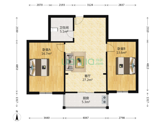 金合园 2室1厅1卫 88平方