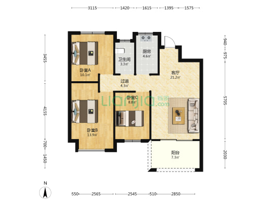 平和江岸首府 3室1厅1卫 98平方