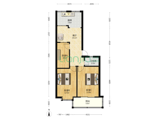 福寿巷3号 3室1厅1卫 73平方