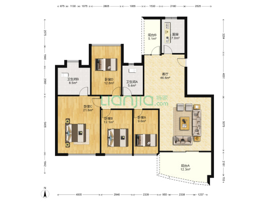 三水雅居乐花园 4室1厅2卫 158平方