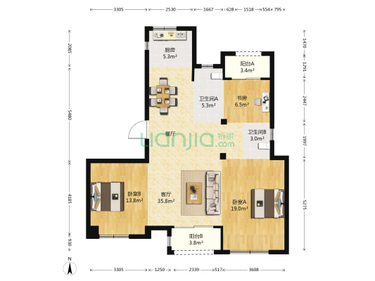 元亨雅园 3室1厅2卫 138平方