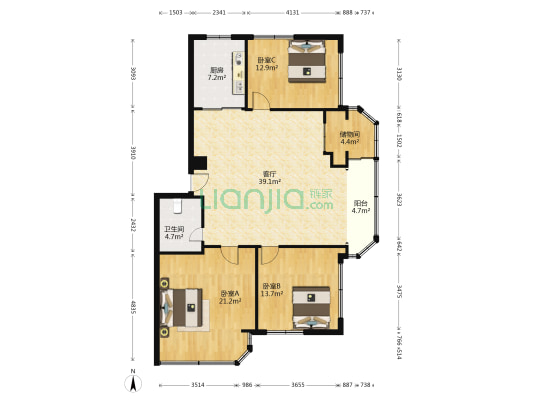 宜华大厦 3室1厅1卫 139平方