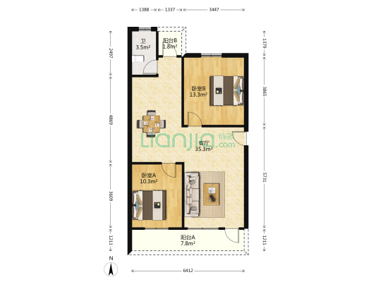 顺发楼。 2室1厅1卫 104平方