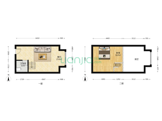 摩卡空间 1室1厅1卫 59平方