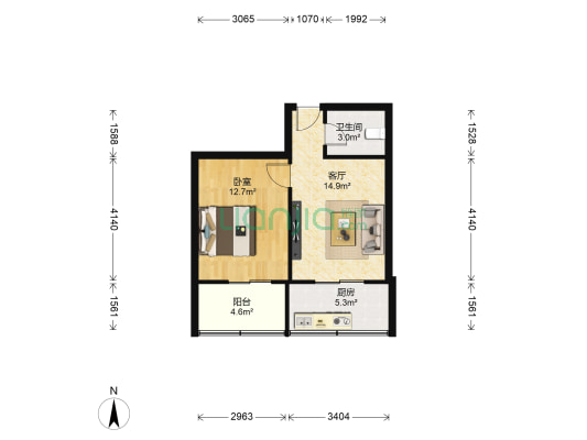 福安花园 1室1厅1卫 50平方