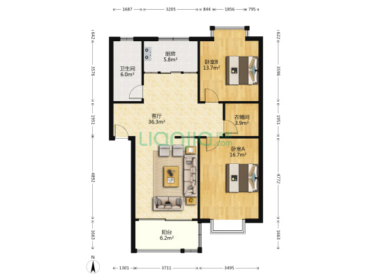 紫荆苑 2室1厅1卫 148平方