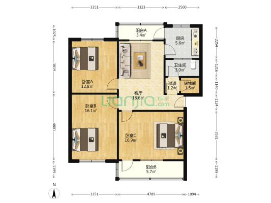 腾飞怡苑 3室1厅1卫 98平方