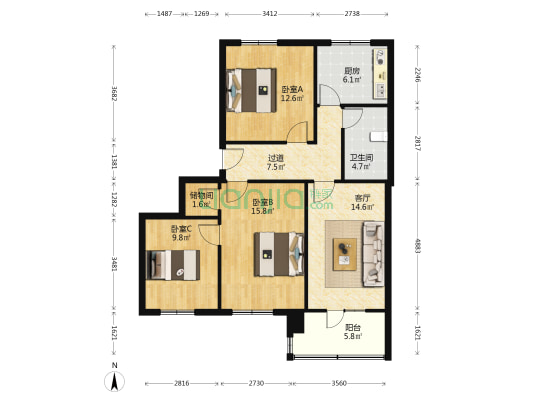甘肃送变电工程公司家属院（西津东路） 3室1厅1卫 84平方