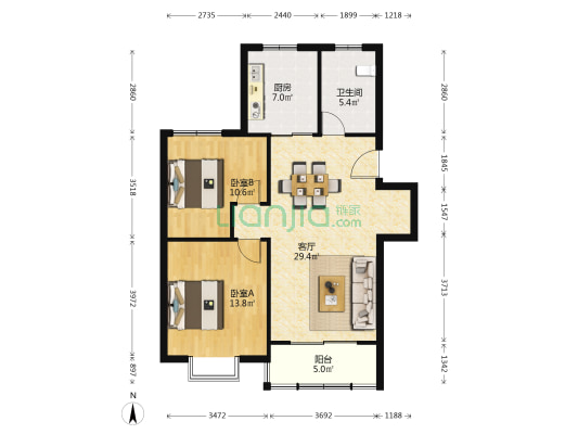 文怡苑一期 2室1厅1卫 88平方