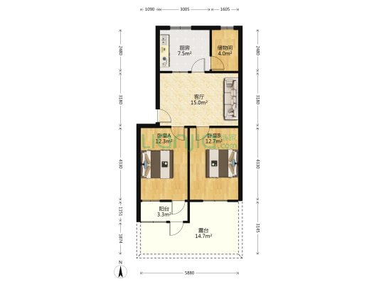 张小楼矿工人村 2室1厅0卫 62平方