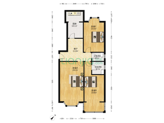 新华苑(成华) 3室1厅2卫 98平方