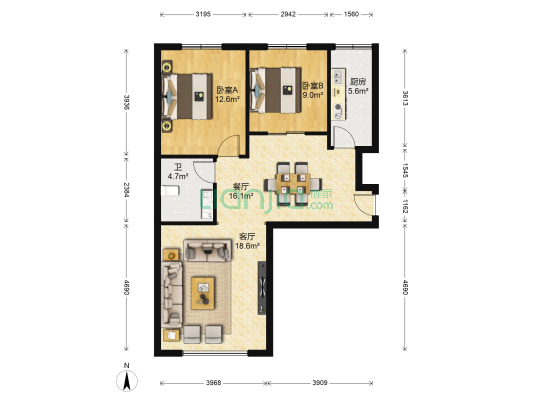 兰州市保安服务总公司 2室2厅1卫 94平方