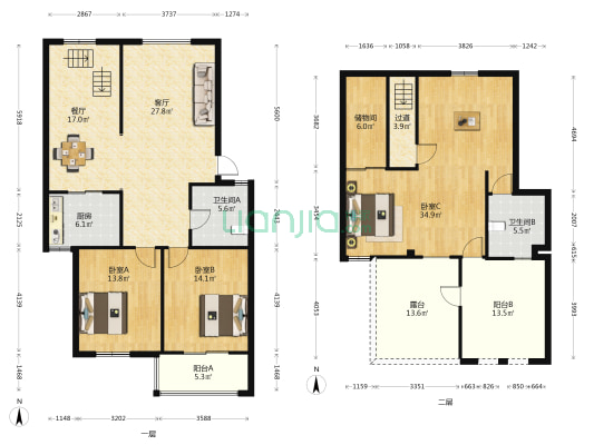 茗香苑 3室2厅2卫 143平方