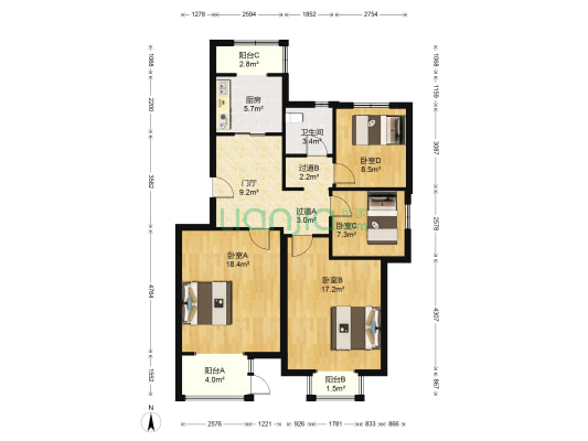 熙景园 4室0厅1卫 109平方