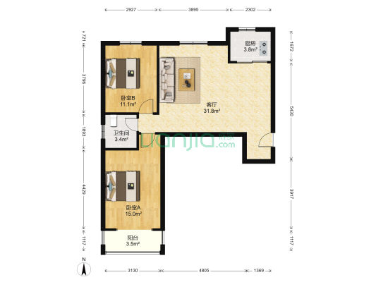 容园 2室1厅1卫 93平方