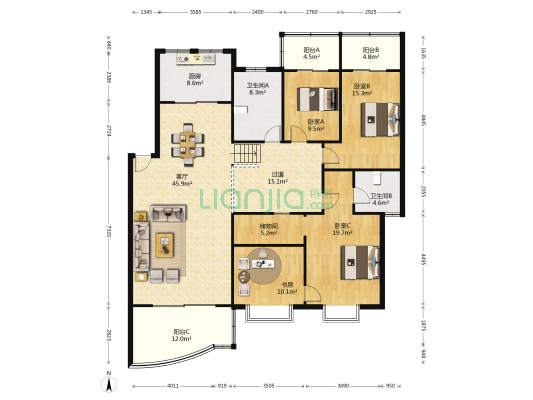 新悦家园 4室1厅2卫 176平方