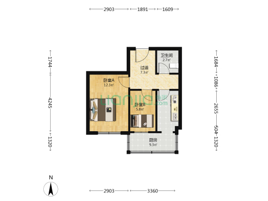 四季嘉园一期 2室0厅1卫 49平方