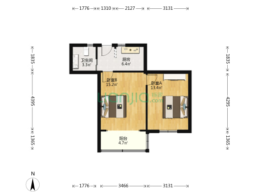 海运花苑 2室0厅1卫 51平方