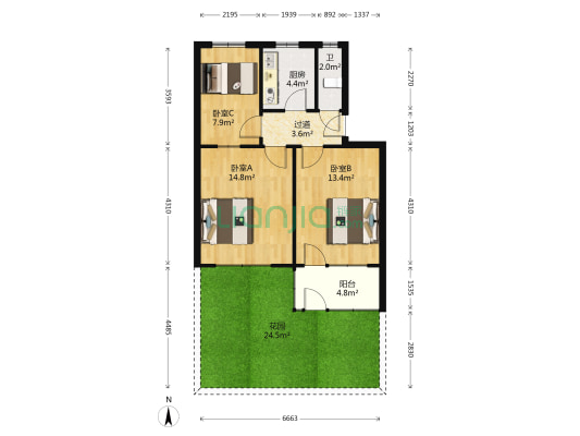 长城门窗宿舍 3室0厅1卫 62平方