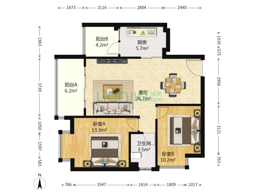 春城邻里 2室1厅1卫 84平方