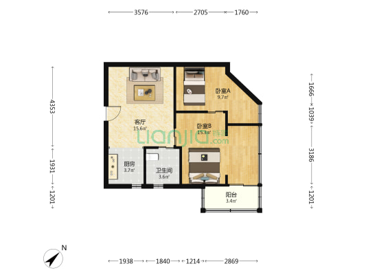 黄兴路118号 2室1厅1卫 78平方