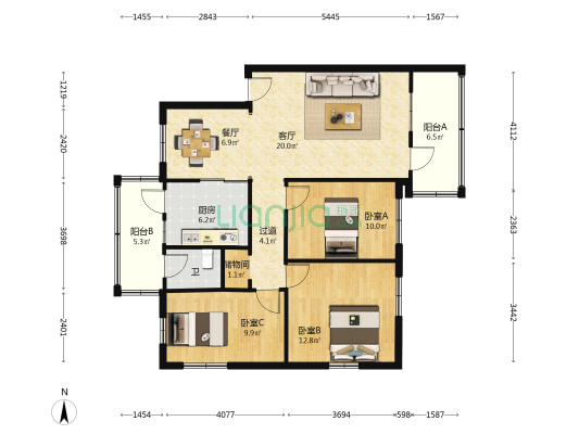 东莞莞城区新芬路65号 3室2厅1卫 92平方