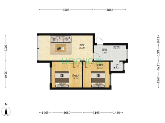菊花洞路社区 2室1厅1卫 60平方