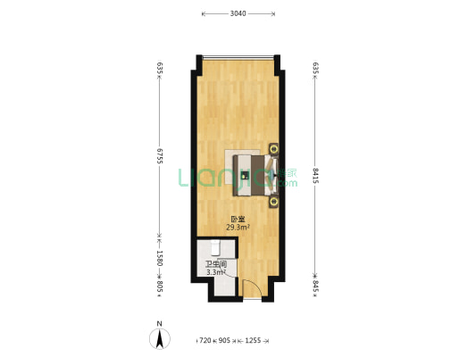 珠江悦湖国际 1室0厅1卫 54平方