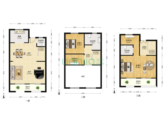 绿地中山铂邸 2室2厅3卫 244平方