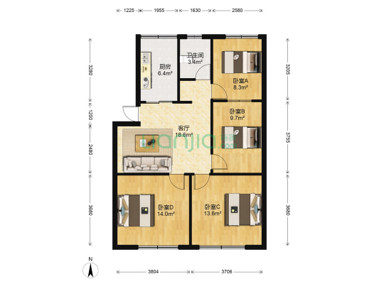 中国科技五金城 4室1厅1卫 324平方
