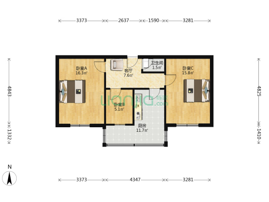 双北小区 3室1厅1卫 69平方