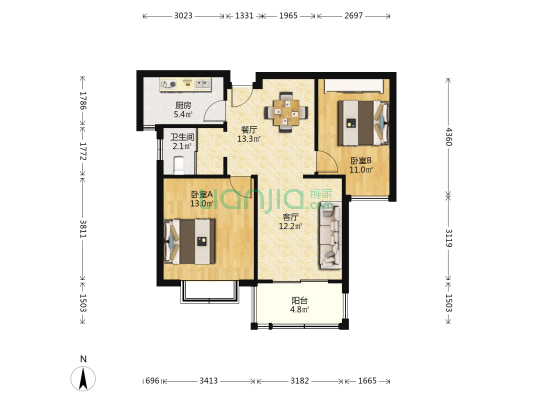 大兴新居C区 2室2厅1卫 81平方