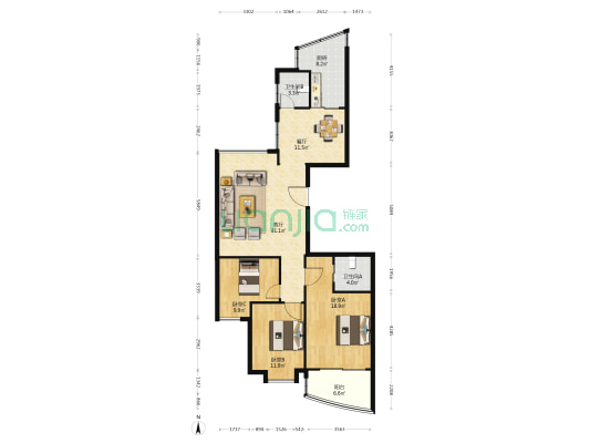 新桥商贸大厦 3室2厅2卫 143平方