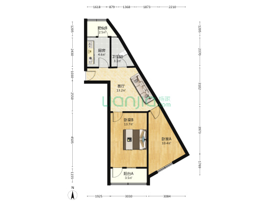 华中西路桥头综合楼 2室1厅1卫 64平方