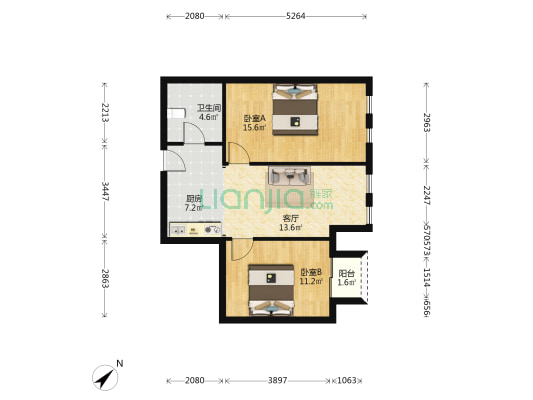 武汉设计广场 2室1厅1卫 75平方