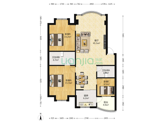 水木山居 3室1厅2卫 116平方