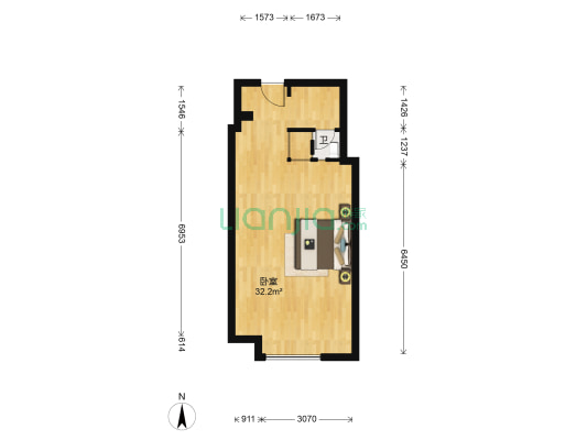 惠山万达商业广场 1室0厅1卫 52平方