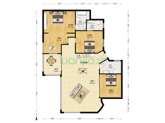 御海湾花园 4室2厅3卫 186平方
