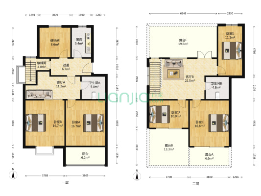 华达月光花园 5室2厅2卫 170平方