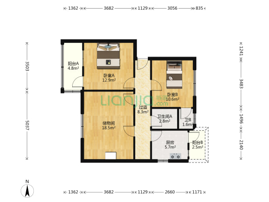 海关宿舍一院 2室0厅2卫 78平方